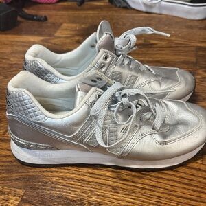 New Balance Women's Metallic Silver Sneakers